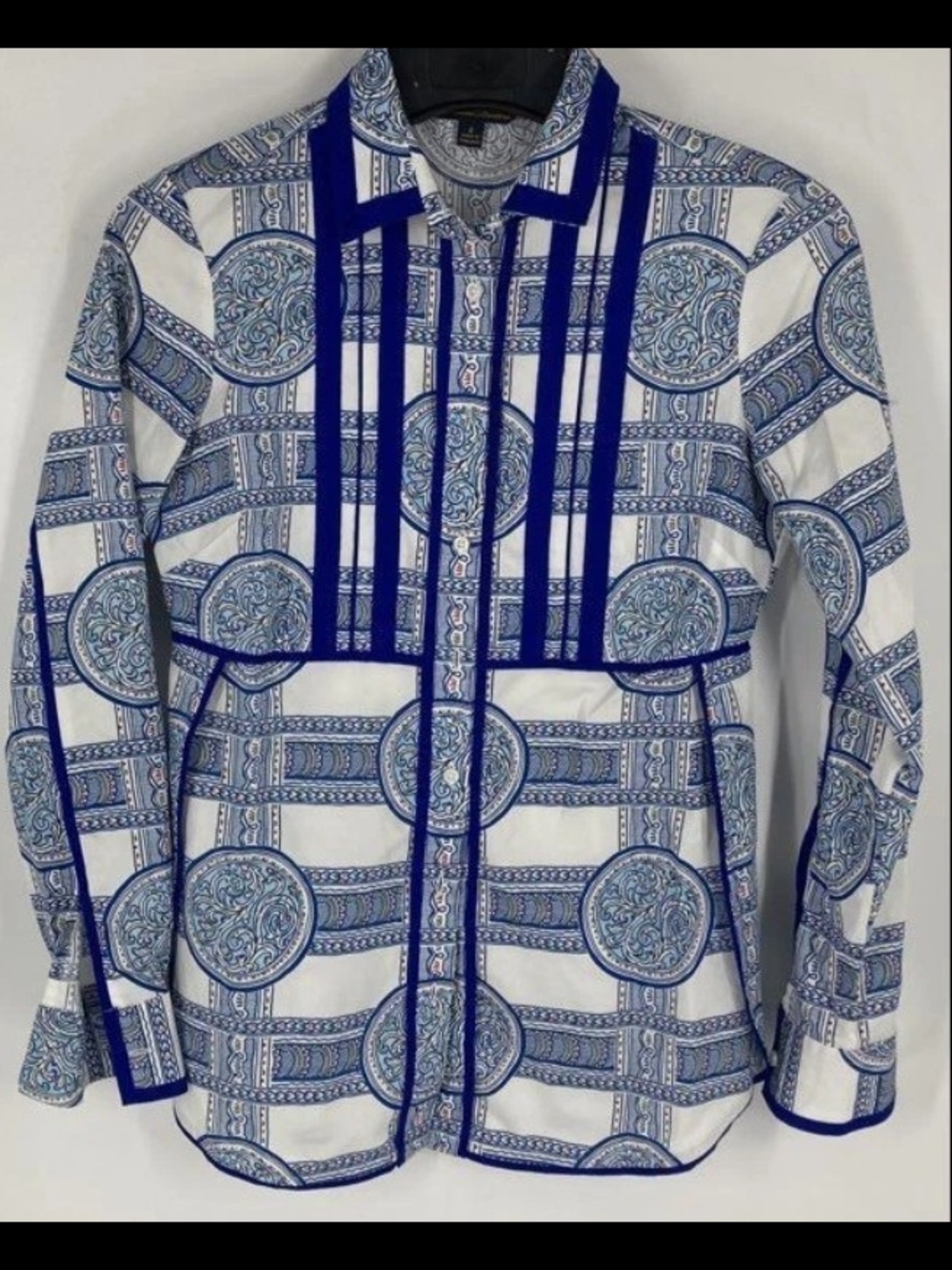 Brooks Brothers Blue Porcelain Split Hem Tunic Long Sleeve Shirt Women's Sz 2